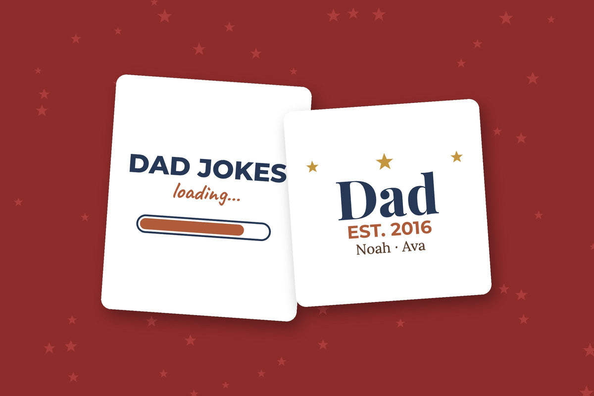 Gifts for Dad: Dad Jokes tee and personalized Dad mug