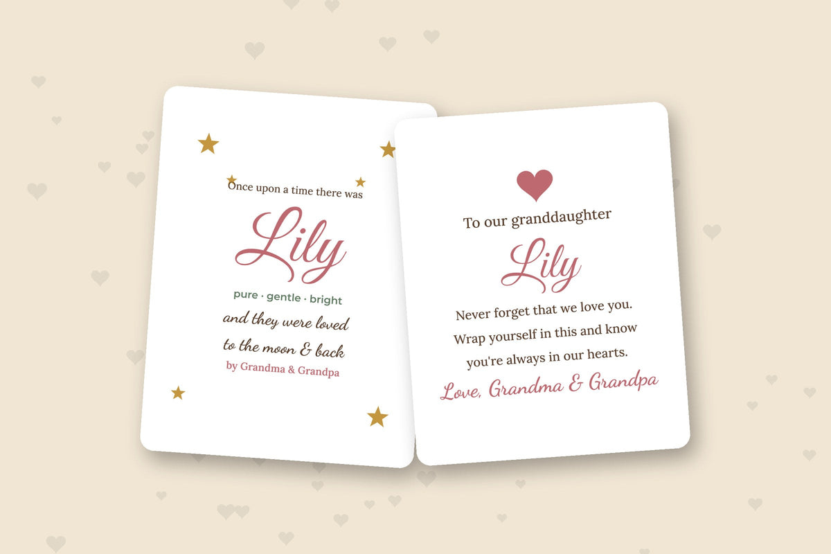 Gifts for Granddaughter: personalized storybook name poster and blanket