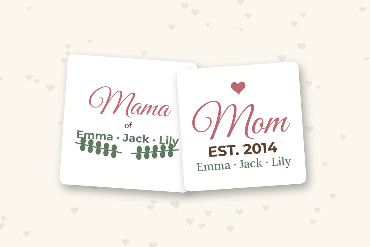 Gifts for Mom: personalized Mama tote and Mom mug with kids' names