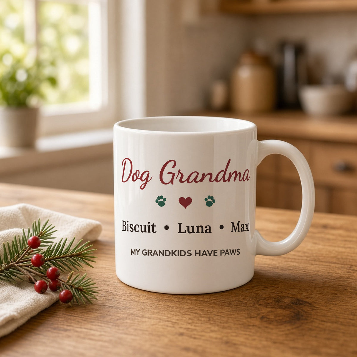 Preview of the design on the Dog Grandma / Cat Grandma Personalized Mug