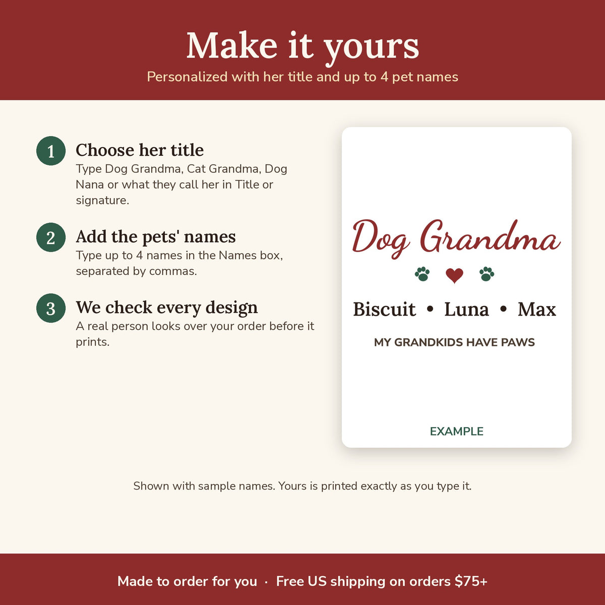 How to personalize the Dog Grandma / Cat Grandma Personalized Mug