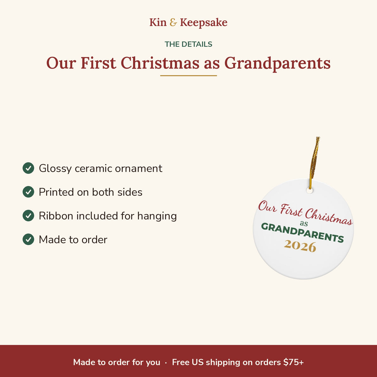 First Christmas as Grandparents Ornament details