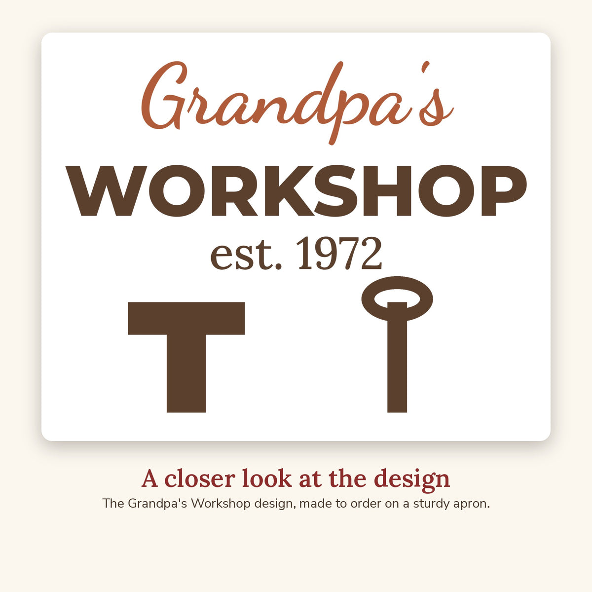 Close-up of the Grandpa's Workshop Apron design