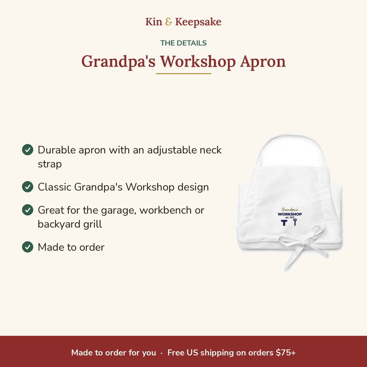 Grandpa's Workshop Apron details