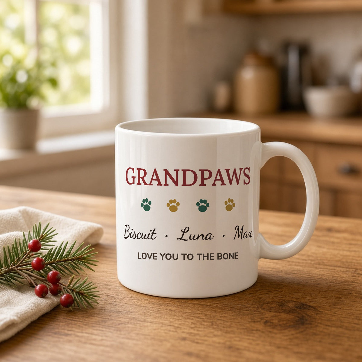 Preview of the design on the Grandpaws Personalized Pet Names Mug (11oz)