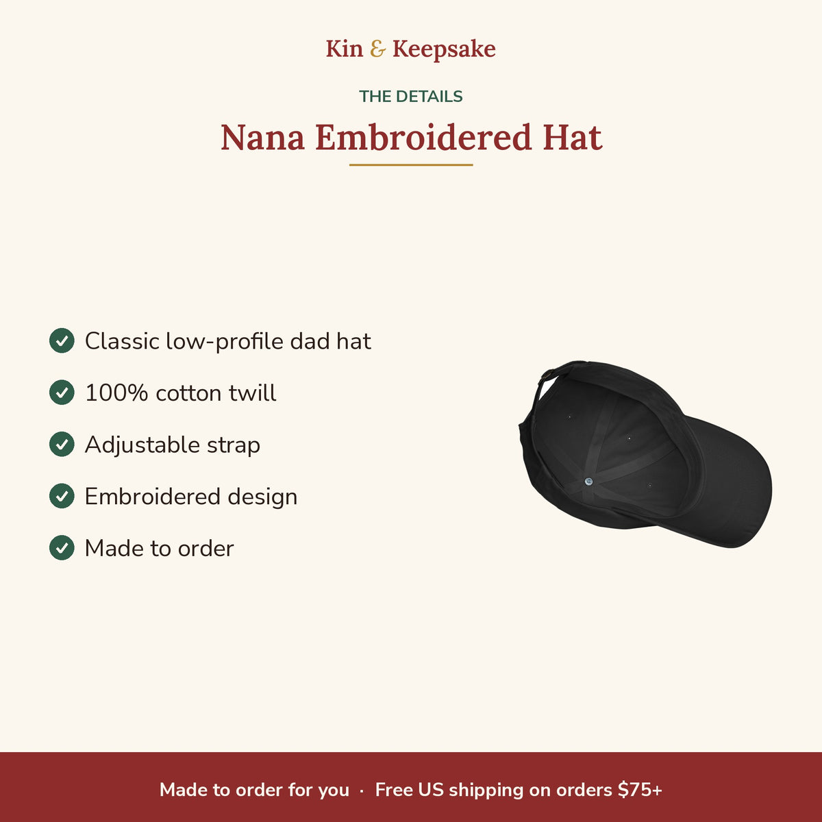 Nana Embroidered Dad Hat details