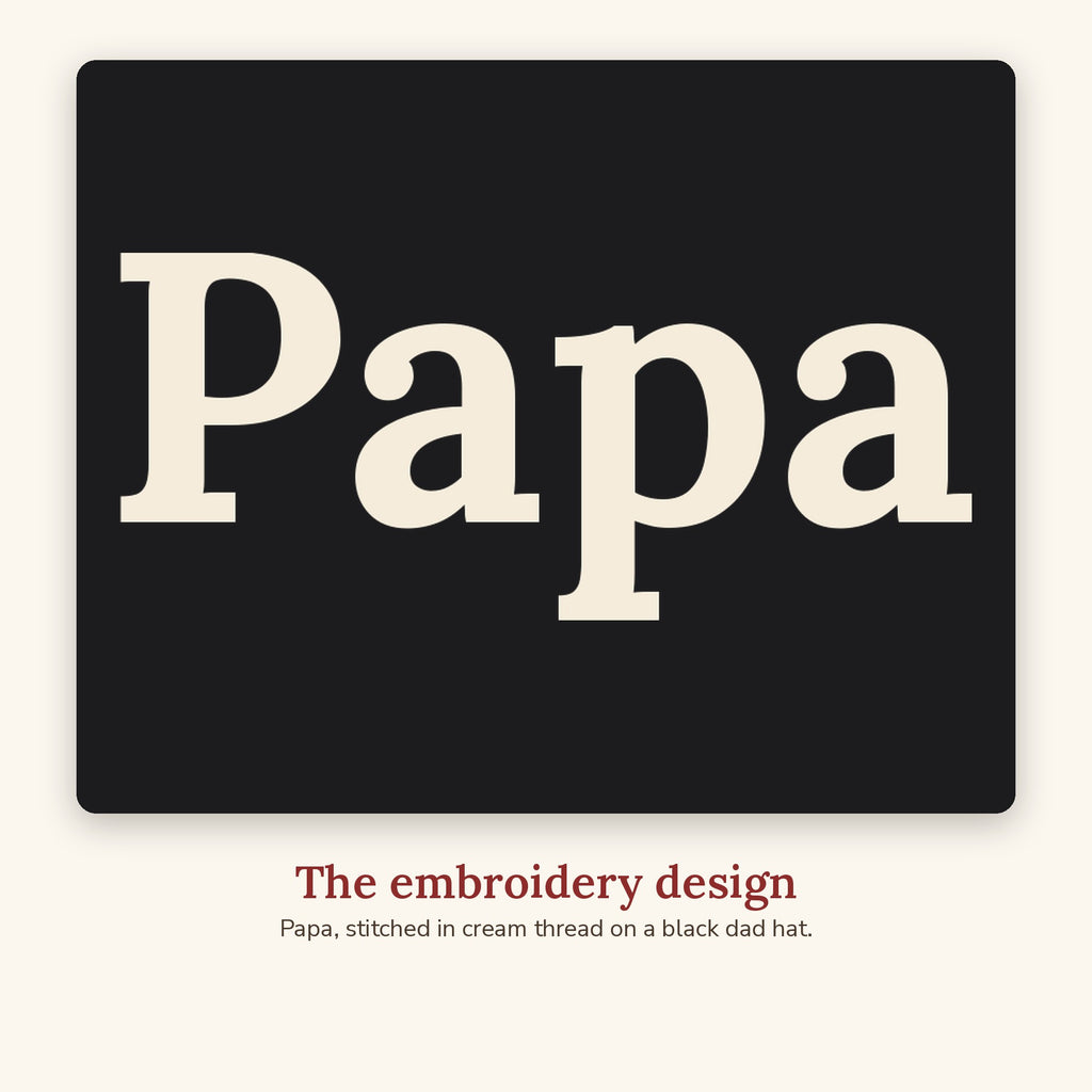 The Papa Embroidered Dad Hat embroidery design
