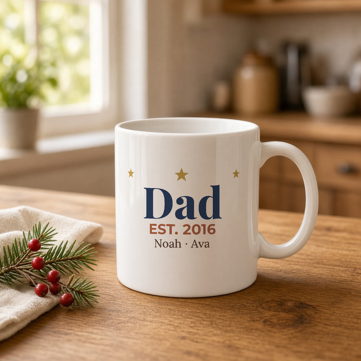 Preview of the design on the Personalized Dad Est. Year 11oz Mug