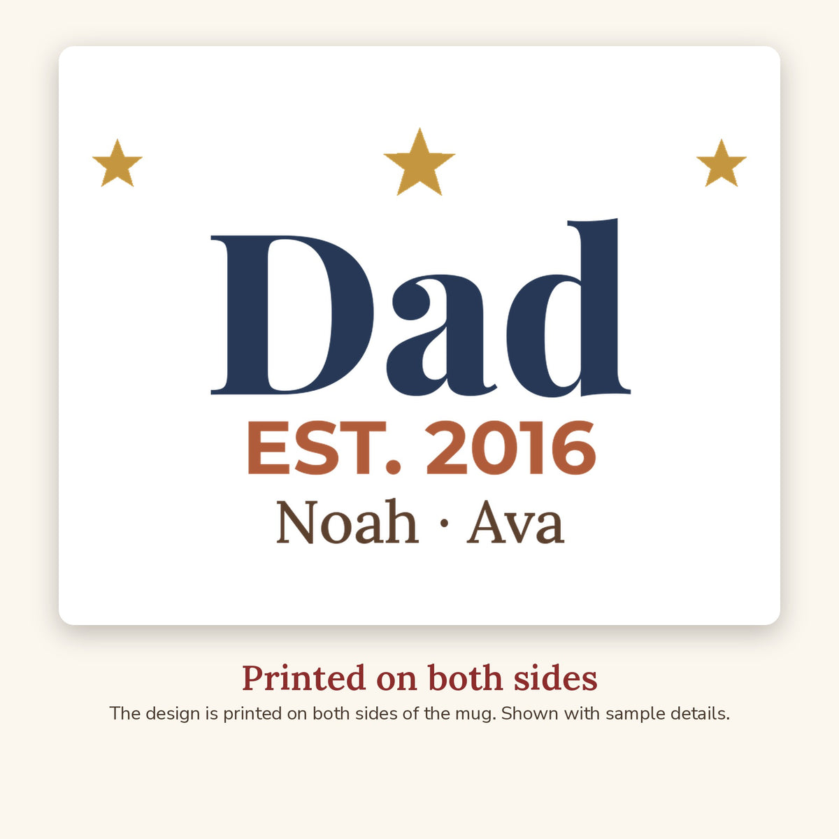 Close-up of the Personalized Dad Est. Year 11oz Mug design