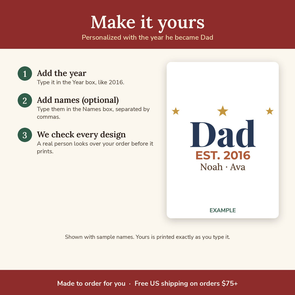 How to personalize the Personalized Dad Est. Year 11oz Mug