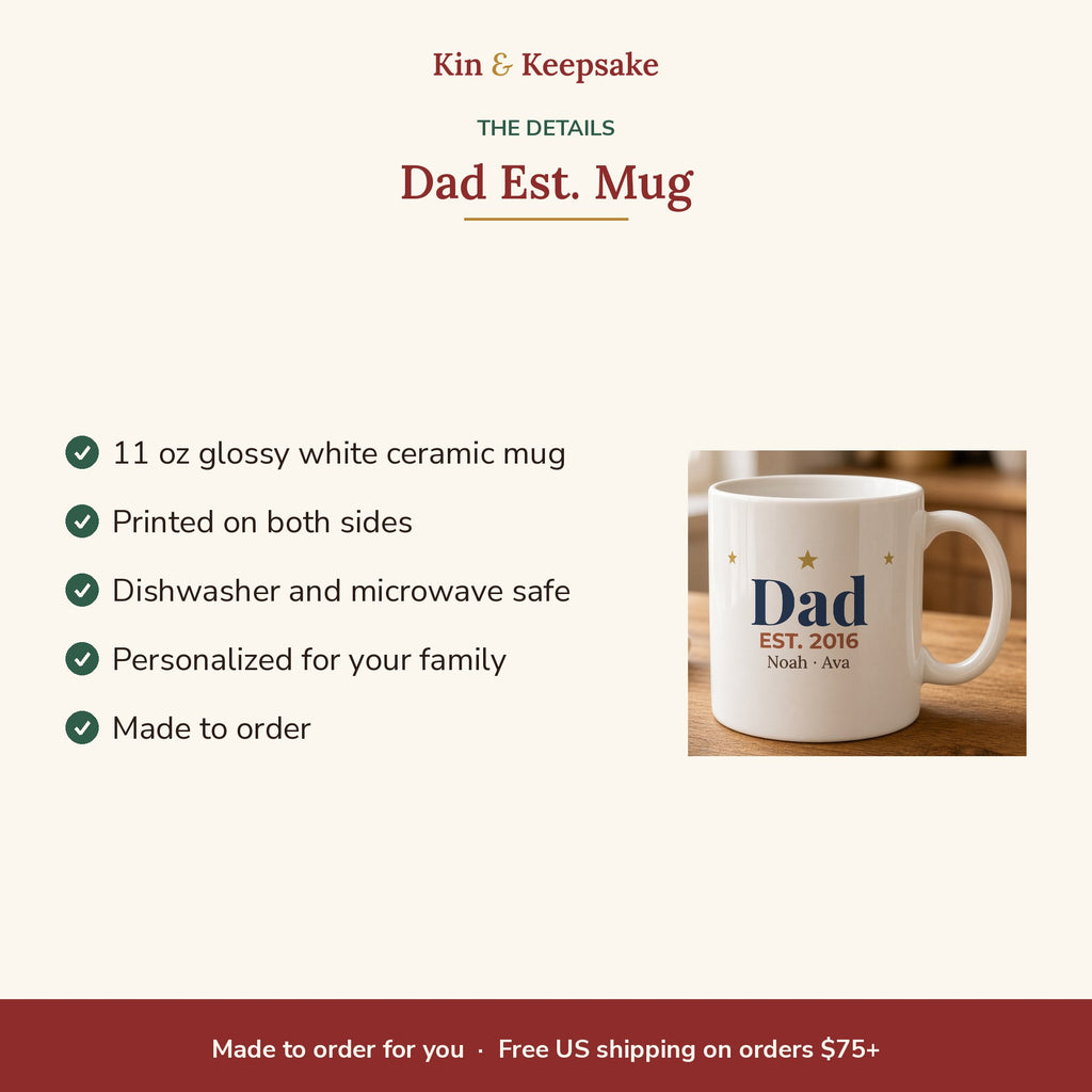 Personalized Dad Est. Year 11oz Mug details