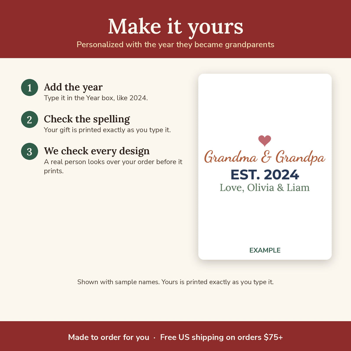 How to personalize the Personalized Grandparents Est. Year 11oz Mug