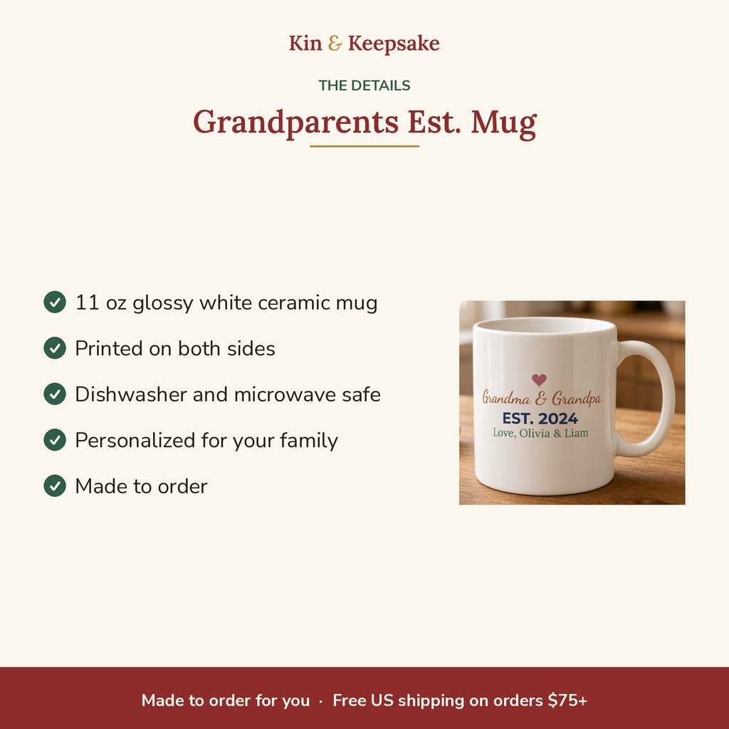Personalized Grandparents Est. Year 11oz Mug details