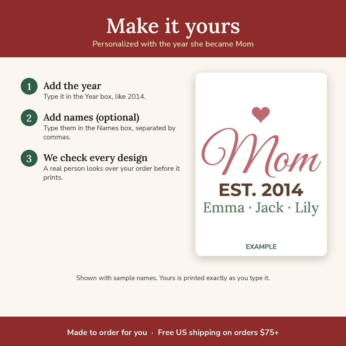 How to personalize the Personalized Mom Est. Year 11oz Mug