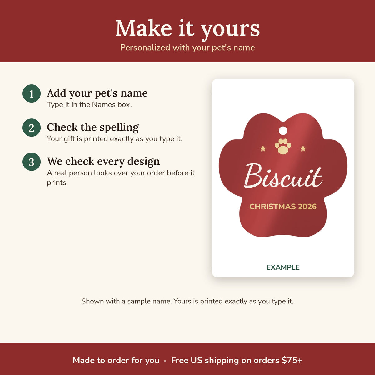 How to personalize the Personalized Paw Christmas Ornament 2026