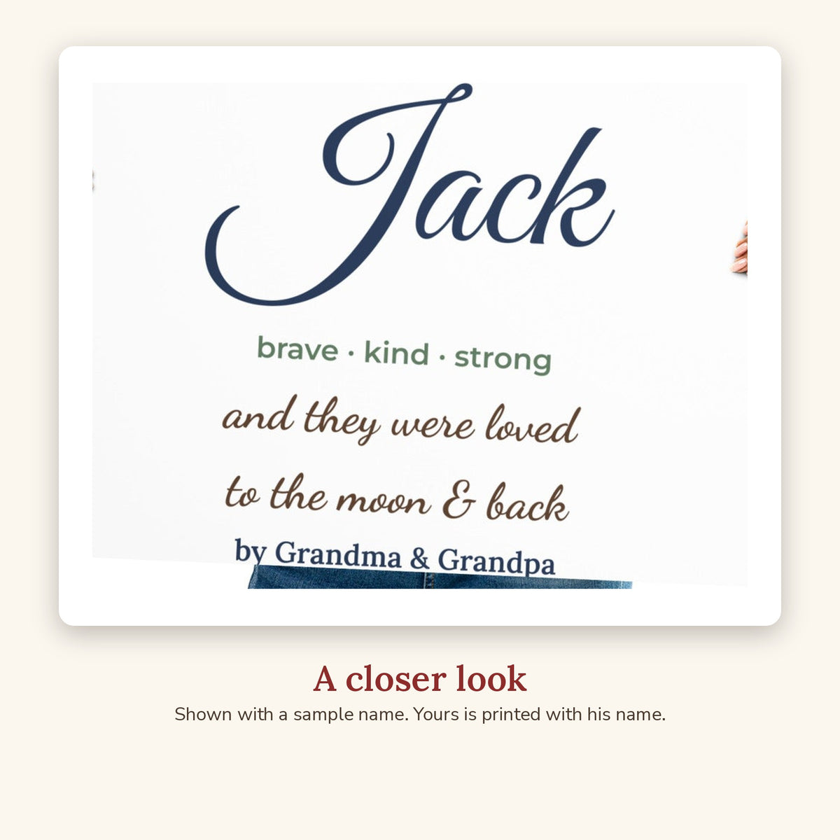 Close-up of the Personalized Storybook Name Poster for Grandson design