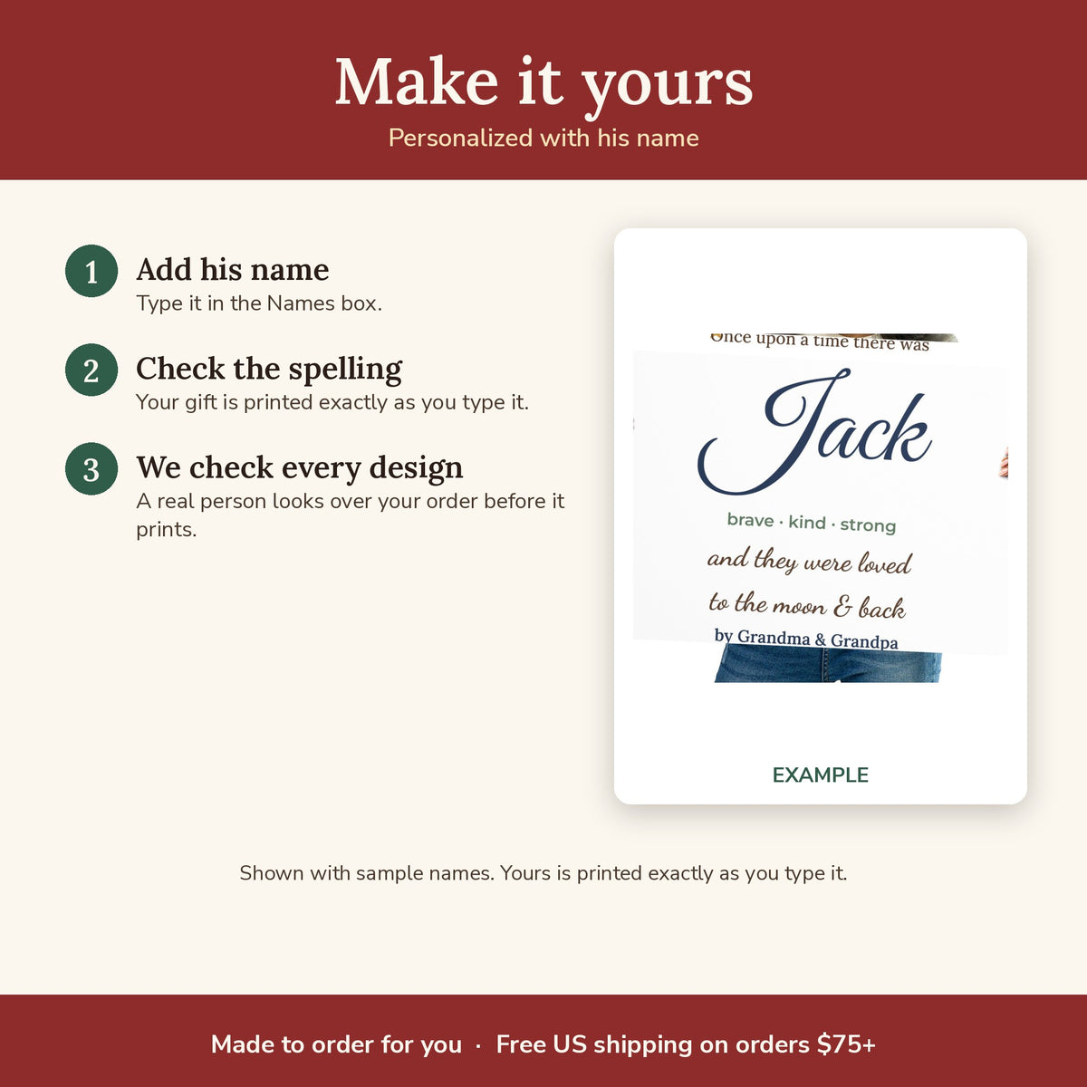 How to personalize the Personalized Storybook Name Poster for Grandson
