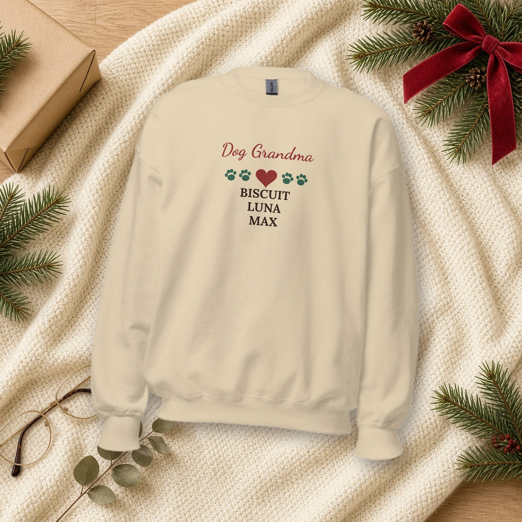Pet Grandparent Personalized Sweatshirt, shown in a cozy setting