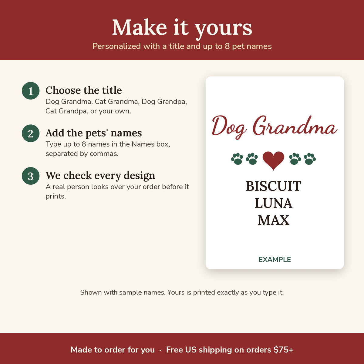 How to personalize the Pet Grandparent Personalized Sweatshirt