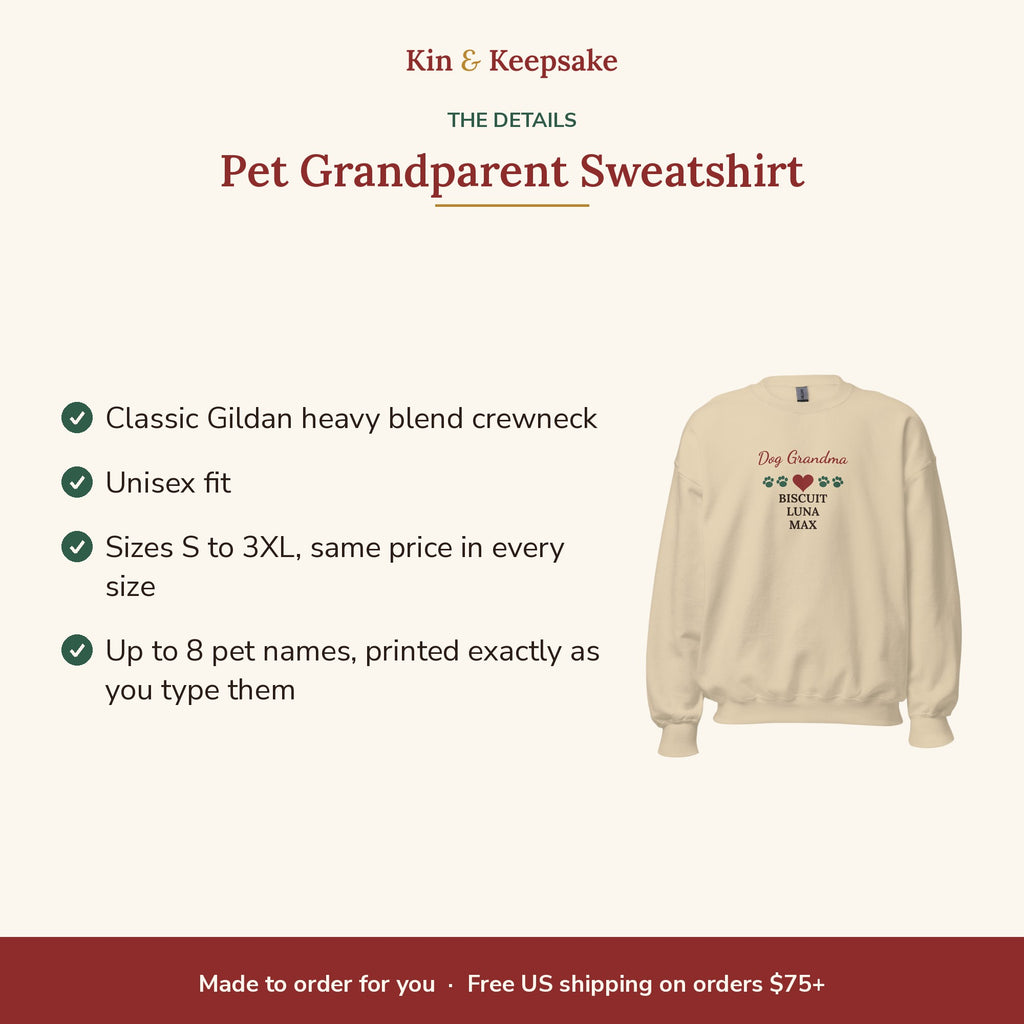 Pet Grandparent Personalized Sweatshirt details