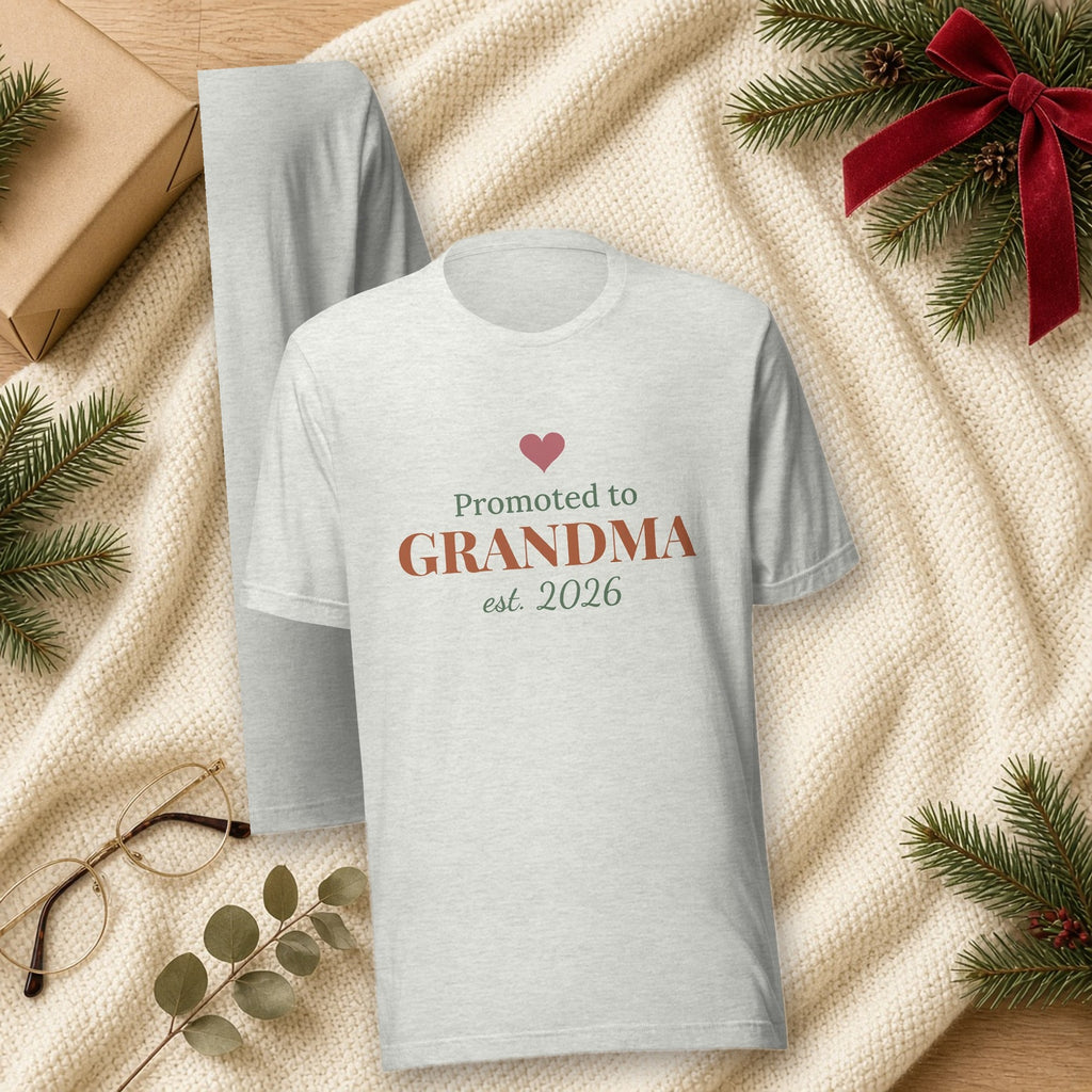 Promoted to Grandma T-Shirt, shown in a cozy setting