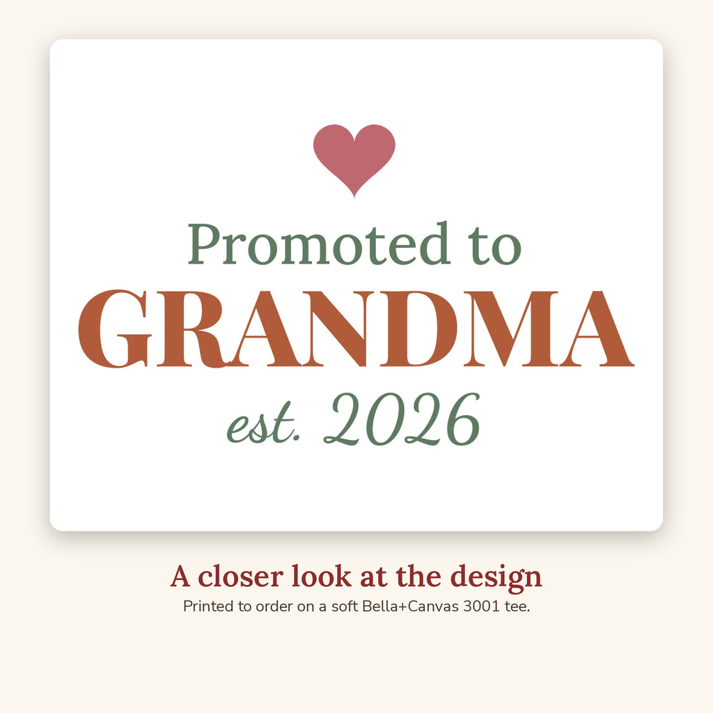 Close-up of the Promoted to Grandma T-Shirt design
