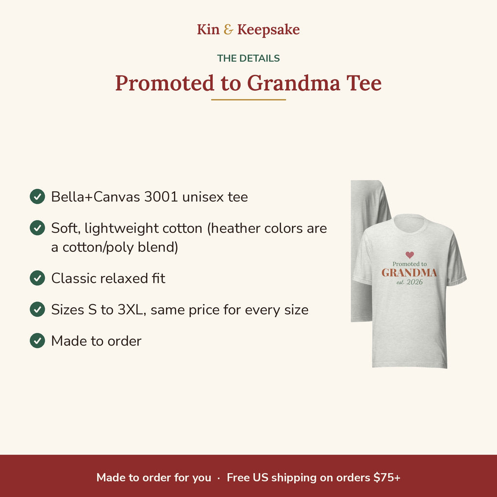 Promoted to Grandma T-Shirt details
