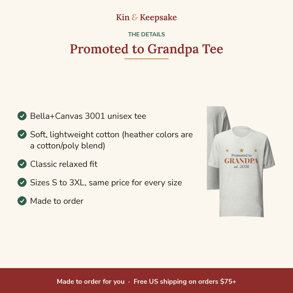 Promoted to Grandpa T-Shirt details